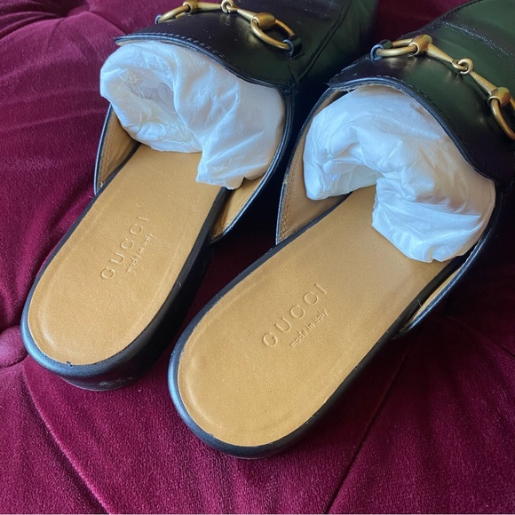 SOLD Gucci Women’s Princetown Leather Slipper Flats Loafers Slides Mules 37.5 - Picture 3 of 10
